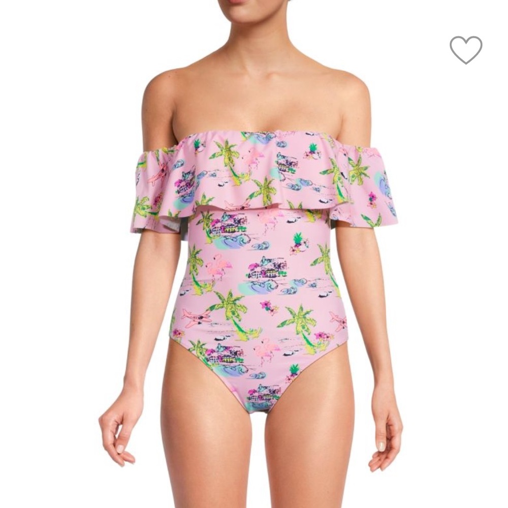 SHADE CRITTERS Ruffle Off Shoulder One Piece Swimsuit